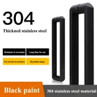 Стеклянная Дверная ручка, черная ручка из нержавеющей стали 304 для душевой комнаты, ручка для магазина, матовая черная ручка