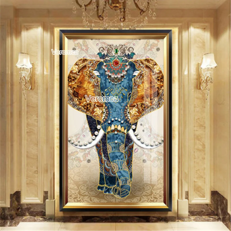 5D Diy Full Drill Diamond Painting Elephant Living Room Animal Dotz Diamond Embroidery Cross Stitch Kit Thailand Home Decor