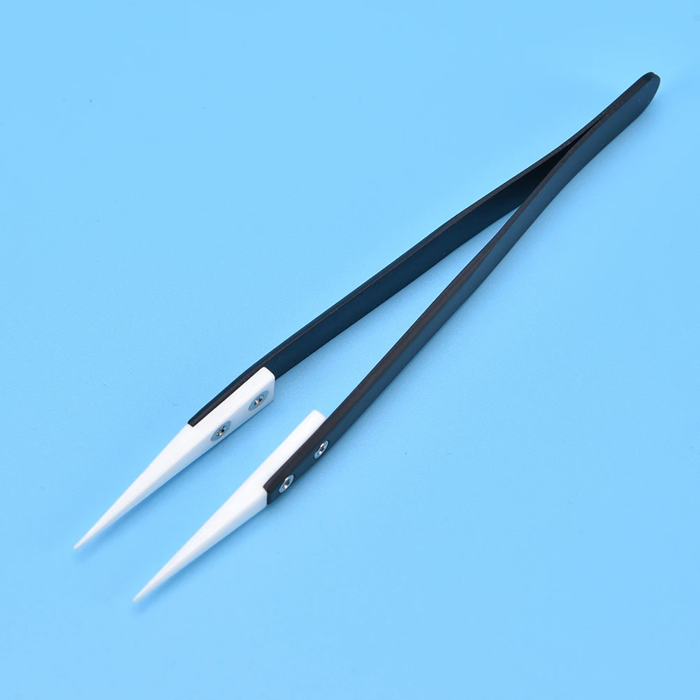

Heat Resistant Stainless Steel Ceramic Tweezers Non Conductive Ceramic Pointed Tip DIY Sewing Tools Straight Long Nose