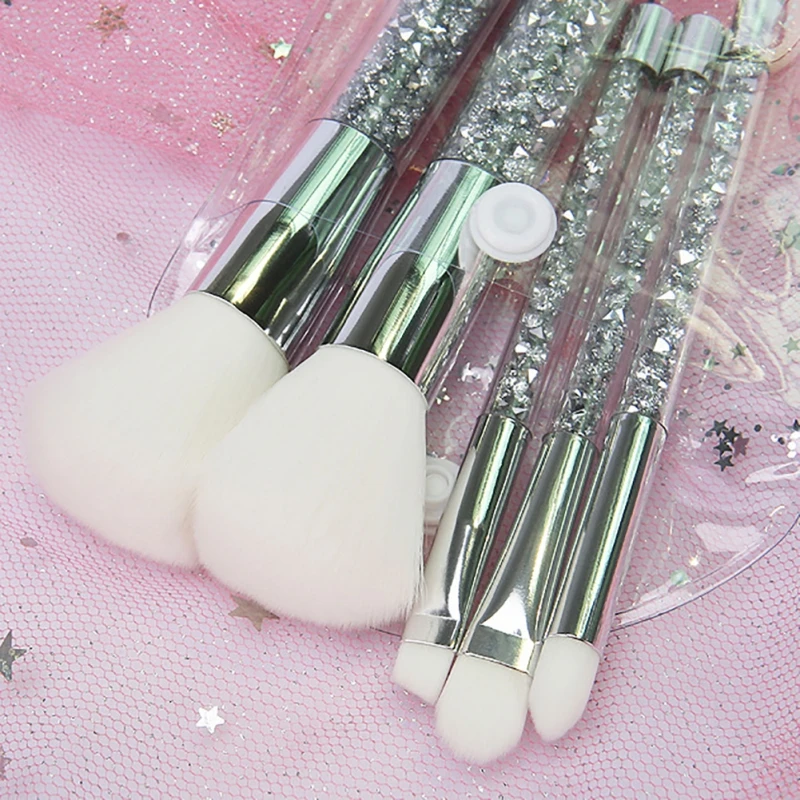 Набор инструментов для макияжа 5 шт./компл. Кристальные кисти с синим золотом и