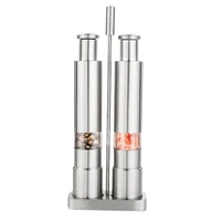 manual salt and pepper grinder set thumb push pepper mill stainless steel spice sauce grinders with metal holder