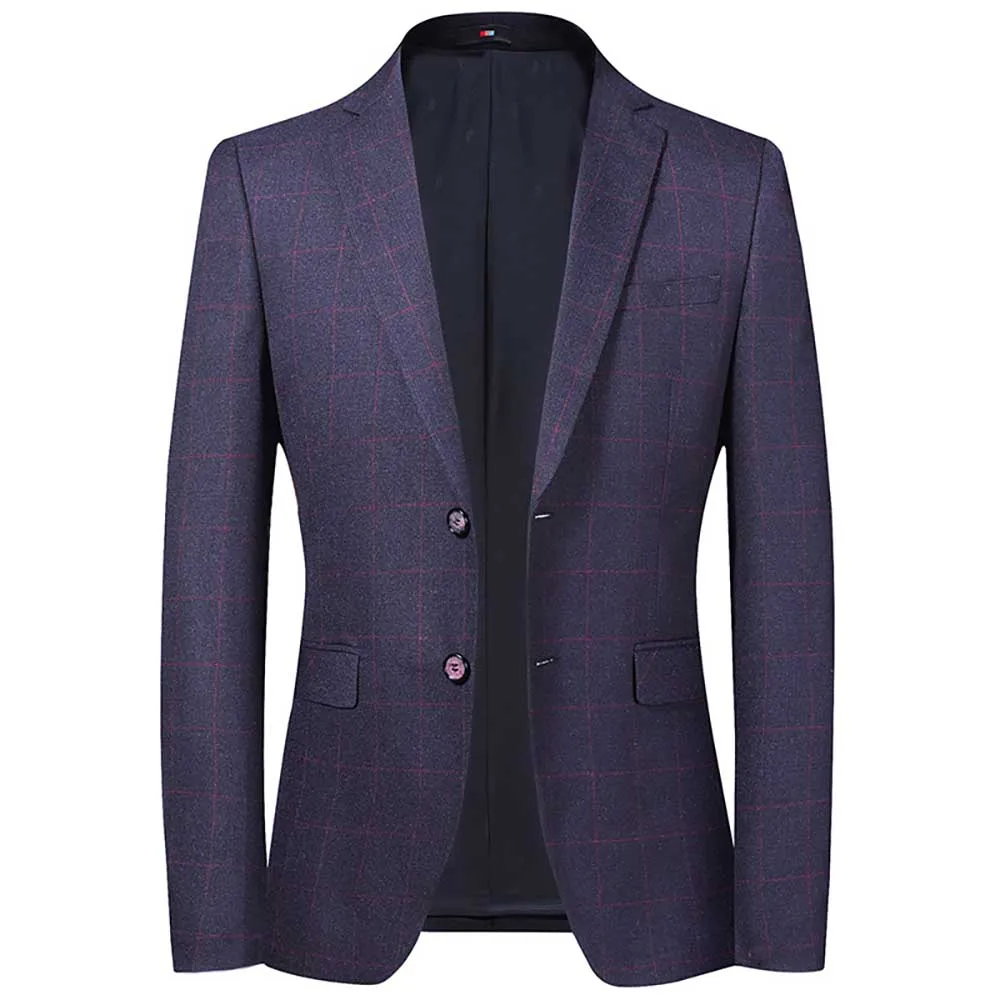 Новый тренд клетчатый Мужской Блейзер приталенный для отдыха куртка в Корейском