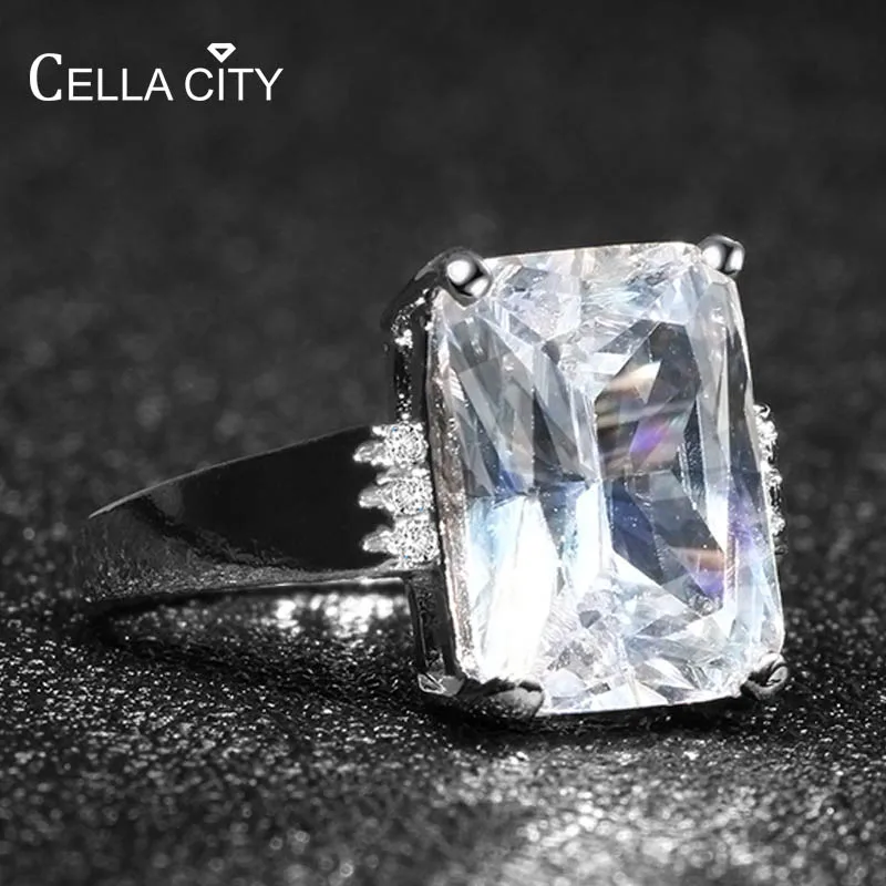 Женское кольцо из серебра 925 пробы с геометрическими камнями|Кольца| |