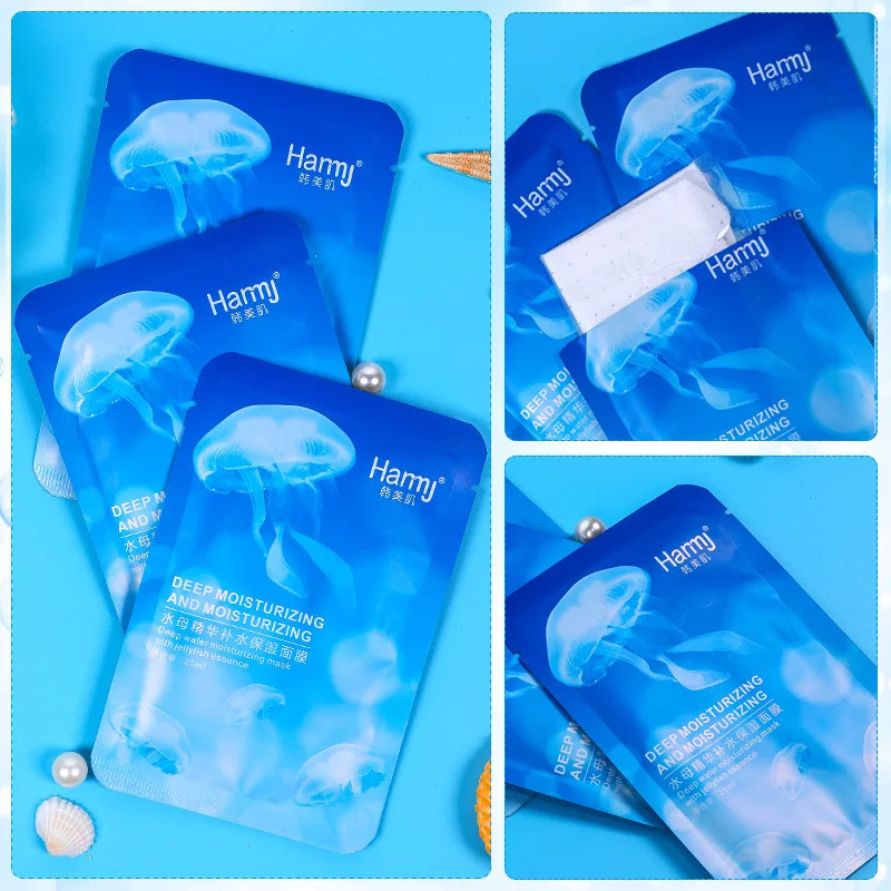 

5pcs Jellyfish Hydrating Mask Shrink Pores Compact Moisturizing Silk Mask Oil-control Anti-Aging Depth Replenishment Whitening