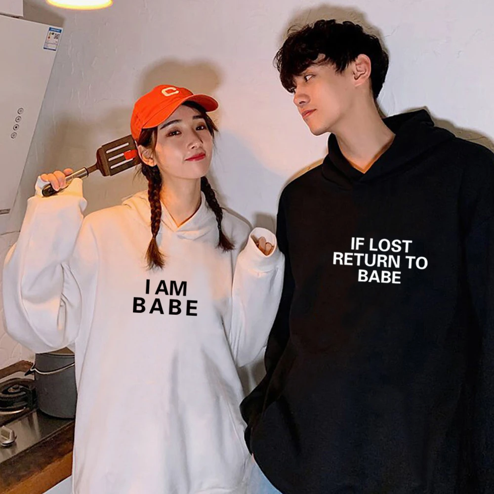 

Casual Letter Print Pullover Matching Clothes Jogging Femme Autumn Women Men Couple Hoodies Oversized Sweatshirts