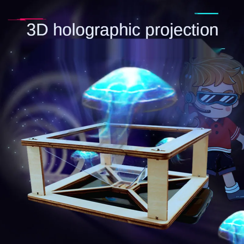 Маленький голографический 3D проектор ручной работы в научном стиле для
