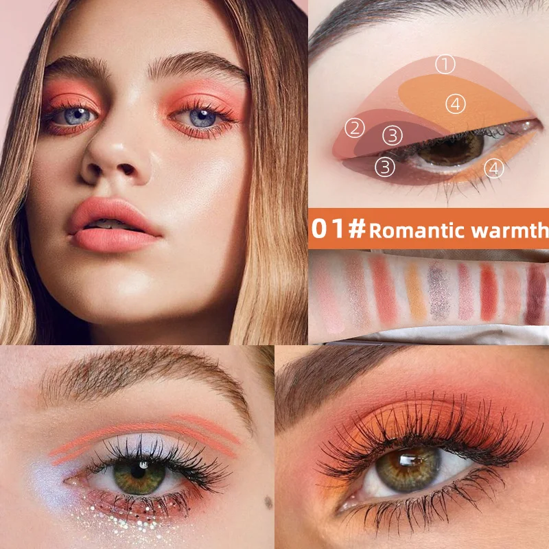 01Romantic-warmth Матовая палитра теней для век, водостойкая палитра теней, палитра для макияжа, мерцающие пигментные тени для век, корейская косметика - Цвет: 01Romantic-warmth
