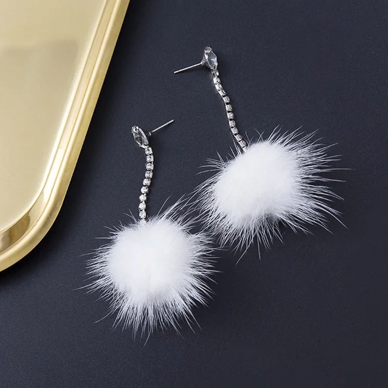 1 пара длинные серьги-подвески из мягкого кроличьего меха | Украшения и