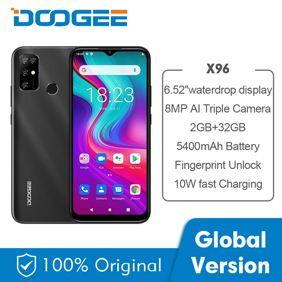 

DOOGEE X96 2GB+32GB Mobile phone 5400mAh 6.52 inch Android 11 go Octa Core 13MP Quad Camera Smartphone Fast Charge 4G Cellphone