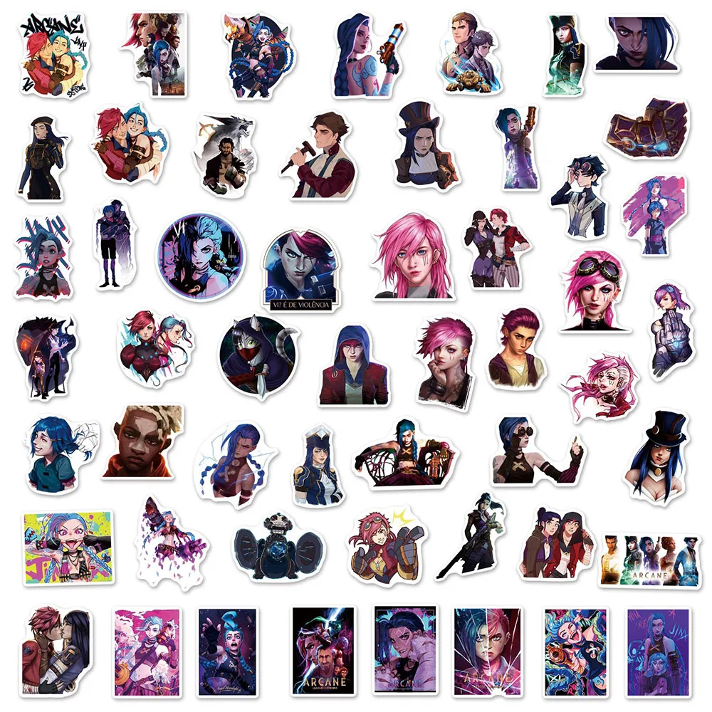 103050pcs cool cartoon anime arcane game stickers decals diy skateboard laptop motorcycle phone bike car sticker for kids toy free global shipping