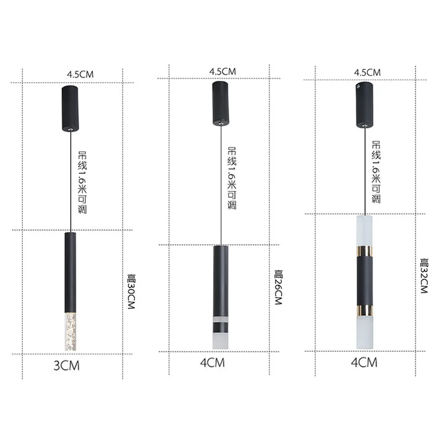

Long Tube LED Pendant Lamp Dia 3cm Acrylic Pendant Lamps Hanging Lamp Kitchen Island Dining Bar Cafe Droplight Fixture