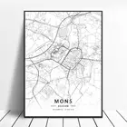 Монс Льеж шарлероу, лювен, Гент, Антверпен, Брюссель, Бельгия, холст, художественная карта, плакат
