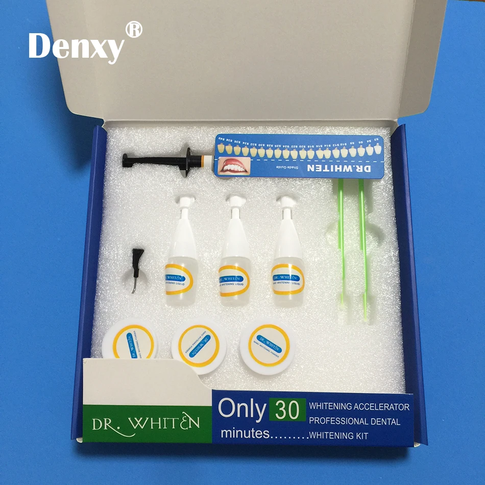 Denxy 2 صناديق Dr تبييض الأسنان طقم تبيض 30 دقيقة فقط تبييض الأسنان نظافة الفم جل أطقم مسرع تبييض الأسنان