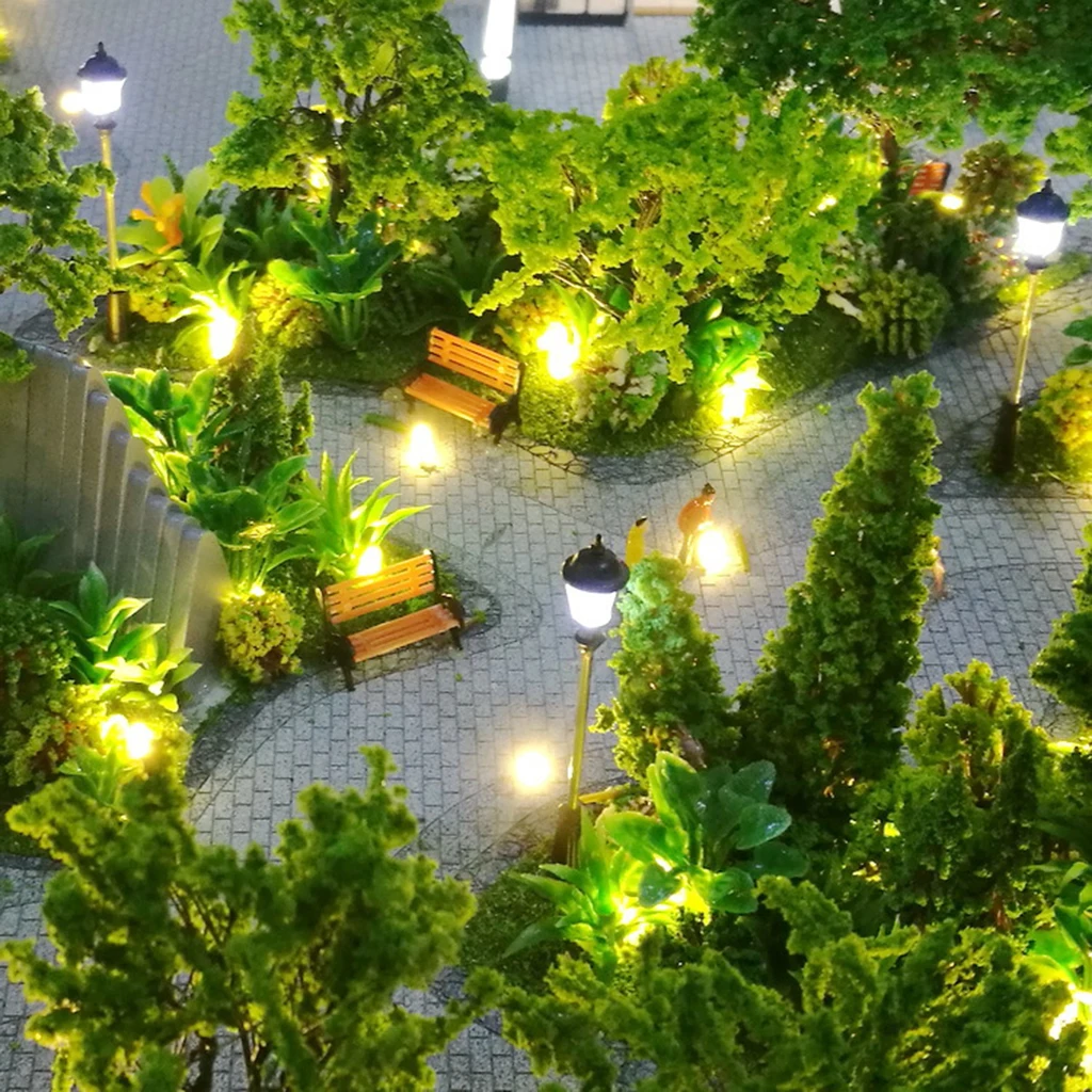 

10x Model Railroad Train Lamp Posts Lamps Street Lights HO Scale LEDs Fairy Garden Park Lights Supplies 1:100, Style 5 - 7cm