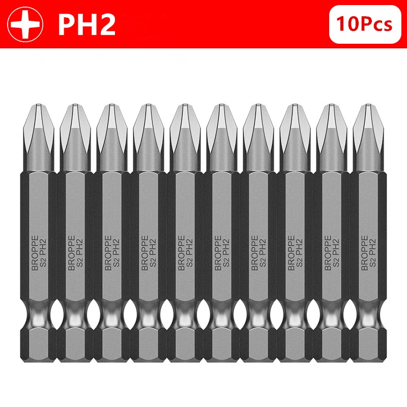 Магнитная отвертка Philips PH0/PH1/PH2/PH3 с шестигранным хвостовиком 1/4 дюйма 10 шт. - купить