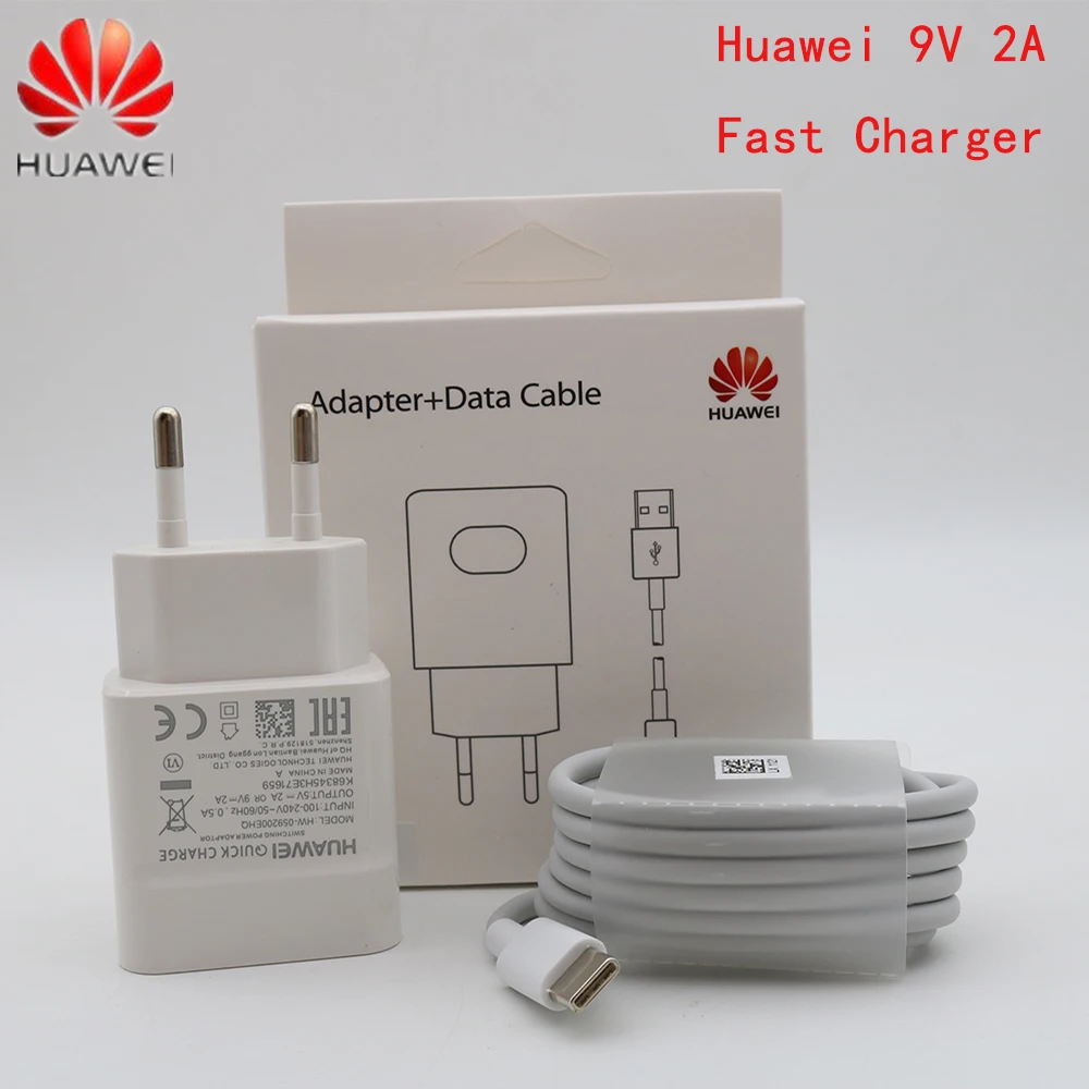 

Original Huawei QC2.0 Fast Charger 9V 2A EU plug Usb 3.1 Type-C cable quick charge adapter for P30 lite P9 P10 P20 Nova 3 4 4e