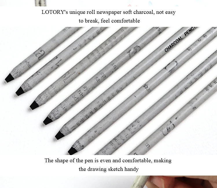 LOTORY 6811 Угольные карандаши 12 шт. эскиз грифельный карандаш Мягкая ручная слеза линия углеродная Ручка инструмент для рисования принадлежности для рисования канцелярские принадлежности