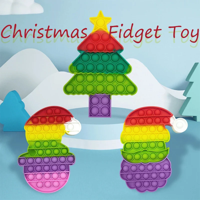 

Hot Fidget Toy Santa Claus Christmas Tree Socks Push Bubble Adults Children Sensory Toy Relieve Autism Adult Kid Christmas Gifts