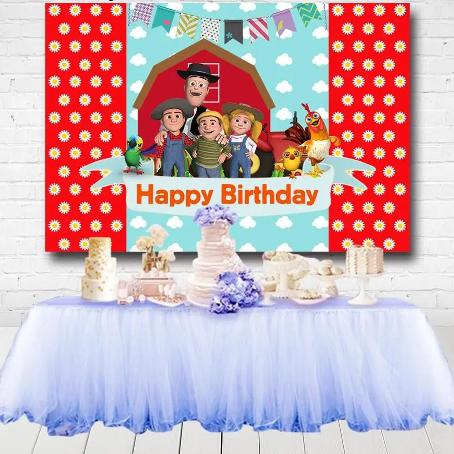 

La Granja De Zen N Backdrops Girls Newborn Baby Shower Birthday Party Photocall Red Farm Photography Backgrounds