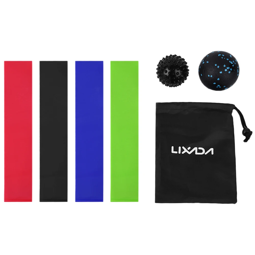 Эластичные ленты петли для упражнений с модным шариком набор массажных мячей