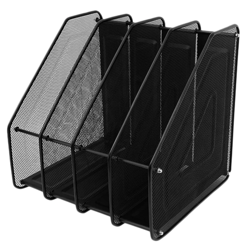 

NEW-Straight Angle Office Supplies Multi Layer Metal Iron Net File Rack Table Finishing Folder Student Data Storage Box
