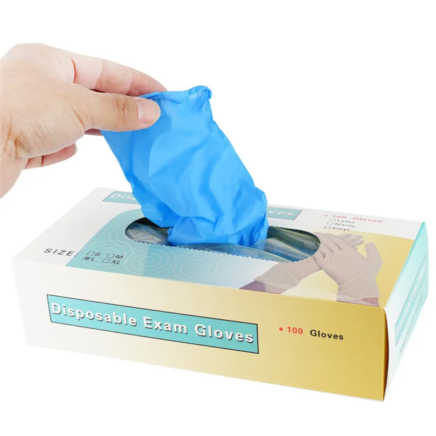 

100 шт синие одноразовые латексные защитные перчатки, супер эластичные и не легко рвать, легкие и портативные