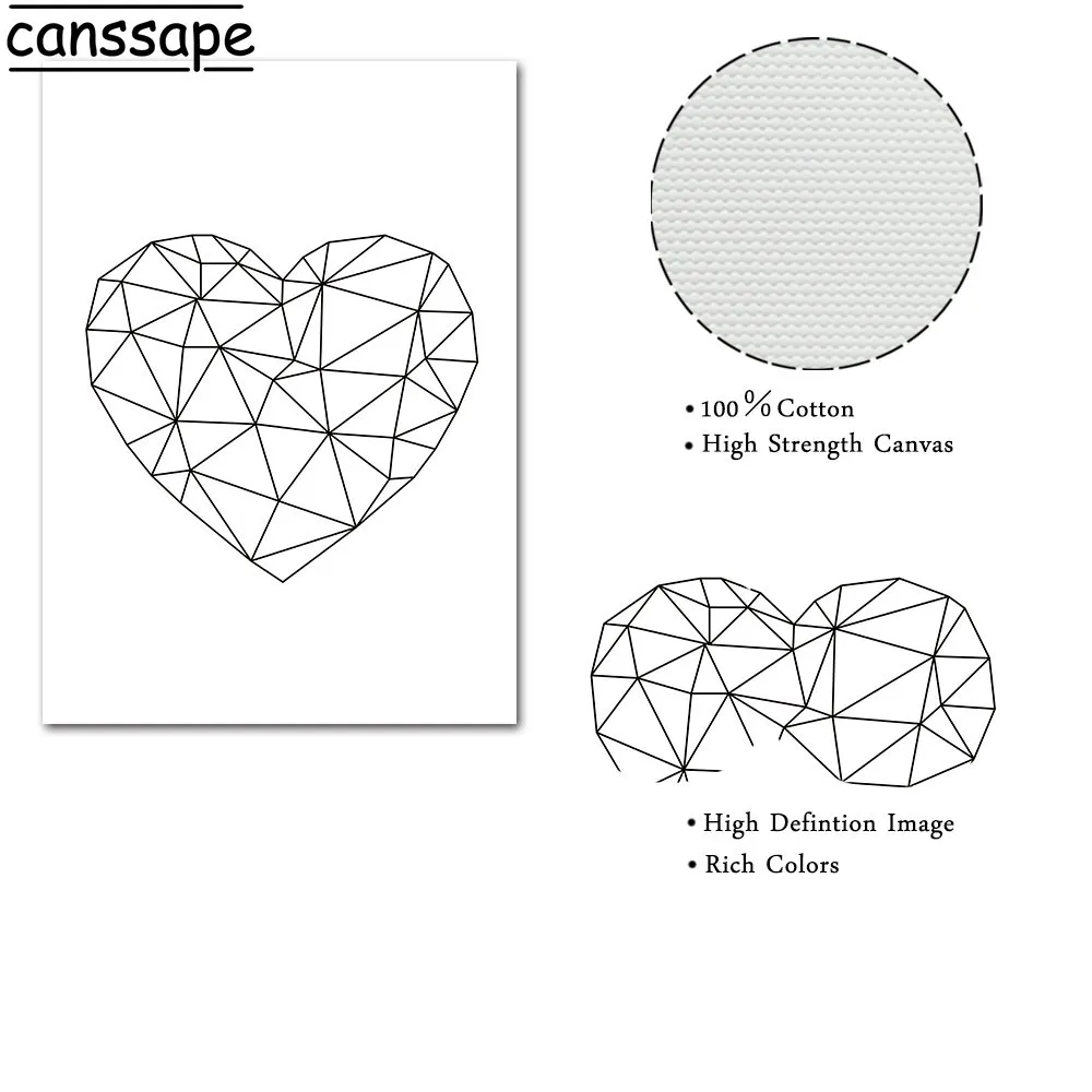 Любовь постер пара держа руки Живопись черный и белый стены искусства холст