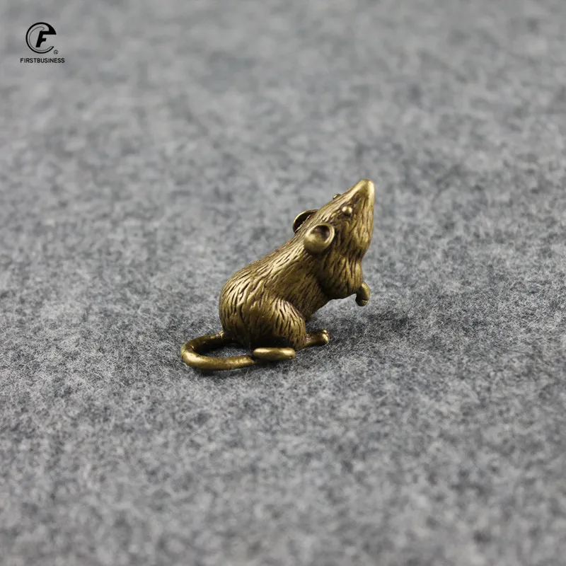 Новый Античный Зодиак из латуни статуя крысы персика украшения винтажная медная