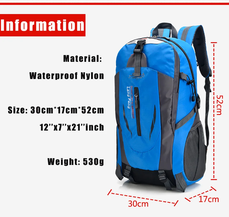 Альпинистская сумка 40 л для мужчин и женщин водонепроницаемый рюкзак рыбалки