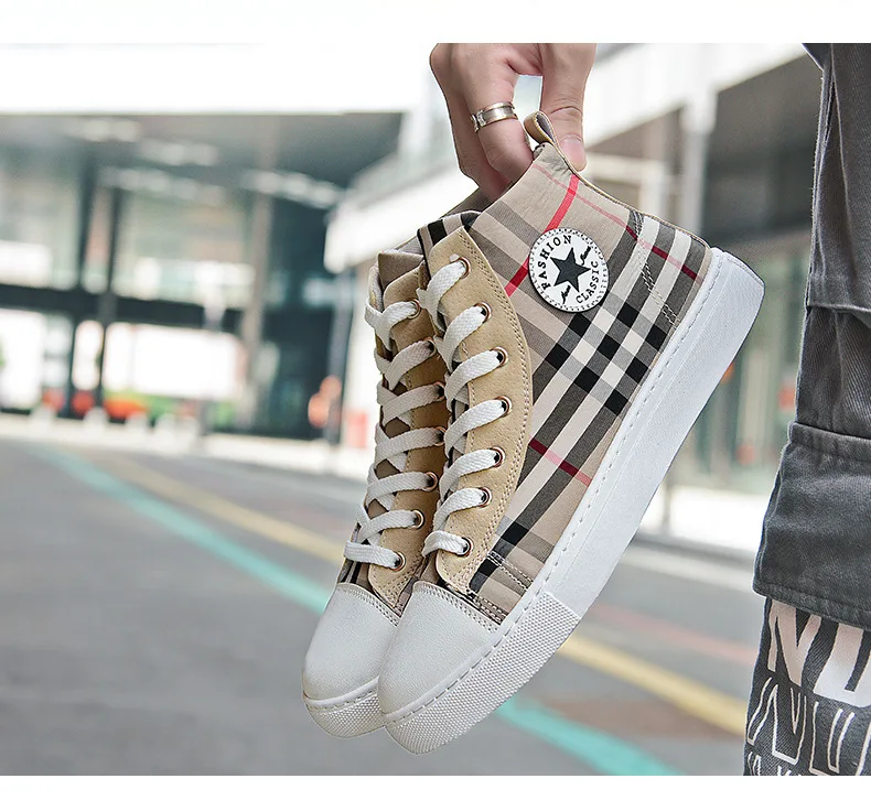 

Spring 2021 Men's Shoes Sneakers Breathable Thin New Fashion High top Board Shoes Casual Sports Shoes Umbrella Cloth Shoes Men47