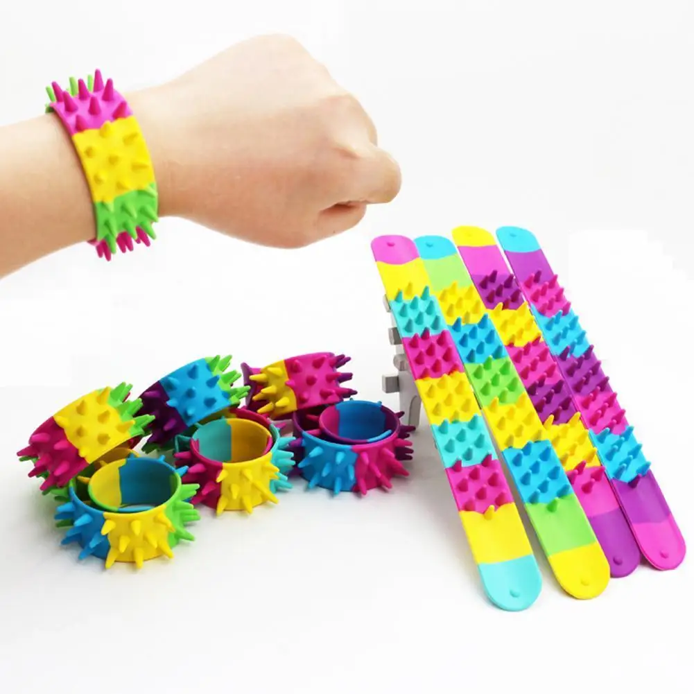 Classic Toy Antistress For Children Autism Spiky Slap Bracelet Silicone Spike Fidget Bracelets Office School Classroom Sensory | Игрушки и