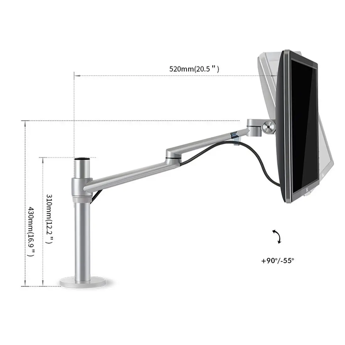 XT-XINTE Aluminum Alloy Desktop Bracket Adjustable Support Mount for 12-17 inch Notebook Desktop Monitor Stand Loading 7KG