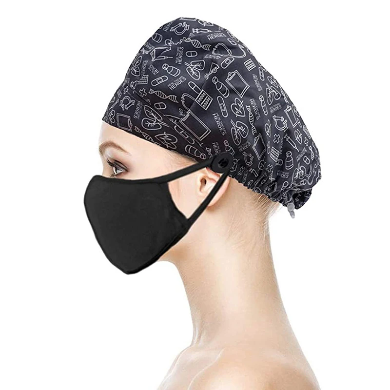 

Fashion Floral Cotton Animal Cartoon Print Hats Adjustable Scrubs Hat Beauty Salon Cap Laboratory Pet Shop Fashion Scrub