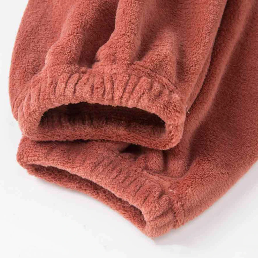 

Women Autumn Solid Color Flannel Ankle Tie Casual Long Pajama Trousers Warm Pants Sleep Bottoms