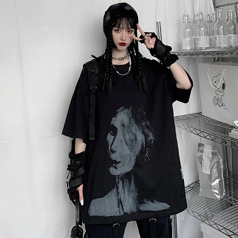 Футболка женская в японском ретро стиле свободная Модная рубашка Харадзюку