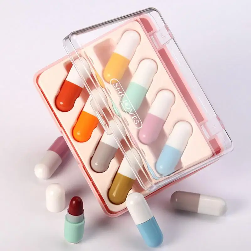 

Набор мини-помады в капсулах, 12/8 шт., водостойкая антипригарная чашка, матовая бархатная помада для макияжа, портативная красная помада с от...