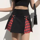 Юбка для E-Girl Y2k, юбка черная в стиле пэчворк, кавайная одежда эмо, торговый центр, готические клетчатые мини-юбки, женская черная в стиле панк, темная академия