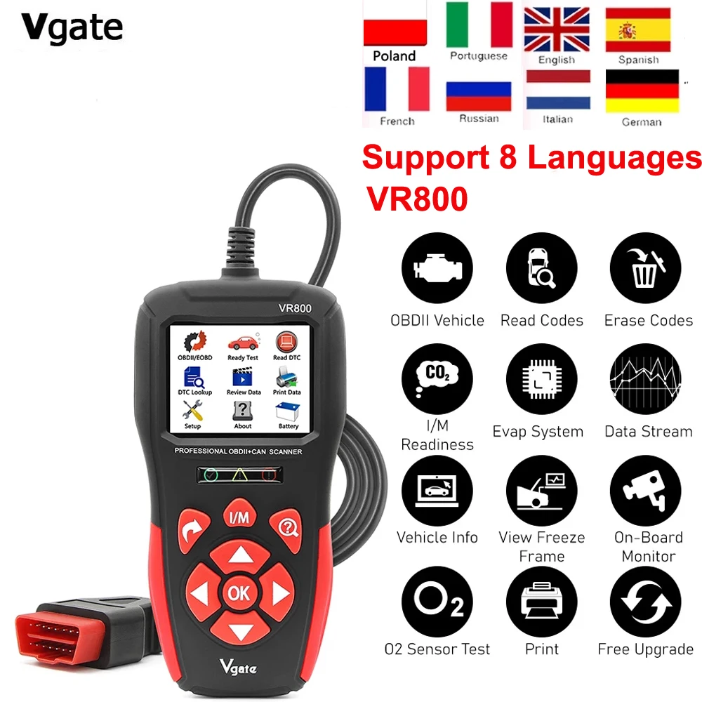 Лучший сканер OBD2 автомобильный диагностический инструмент Vgate VR800 Автомобильный
