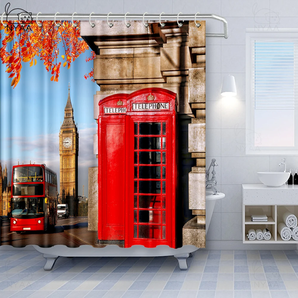 Vixm Doodle двухэтажный автобус с короной Великобритании шторы для душа Big Ben|Шторы