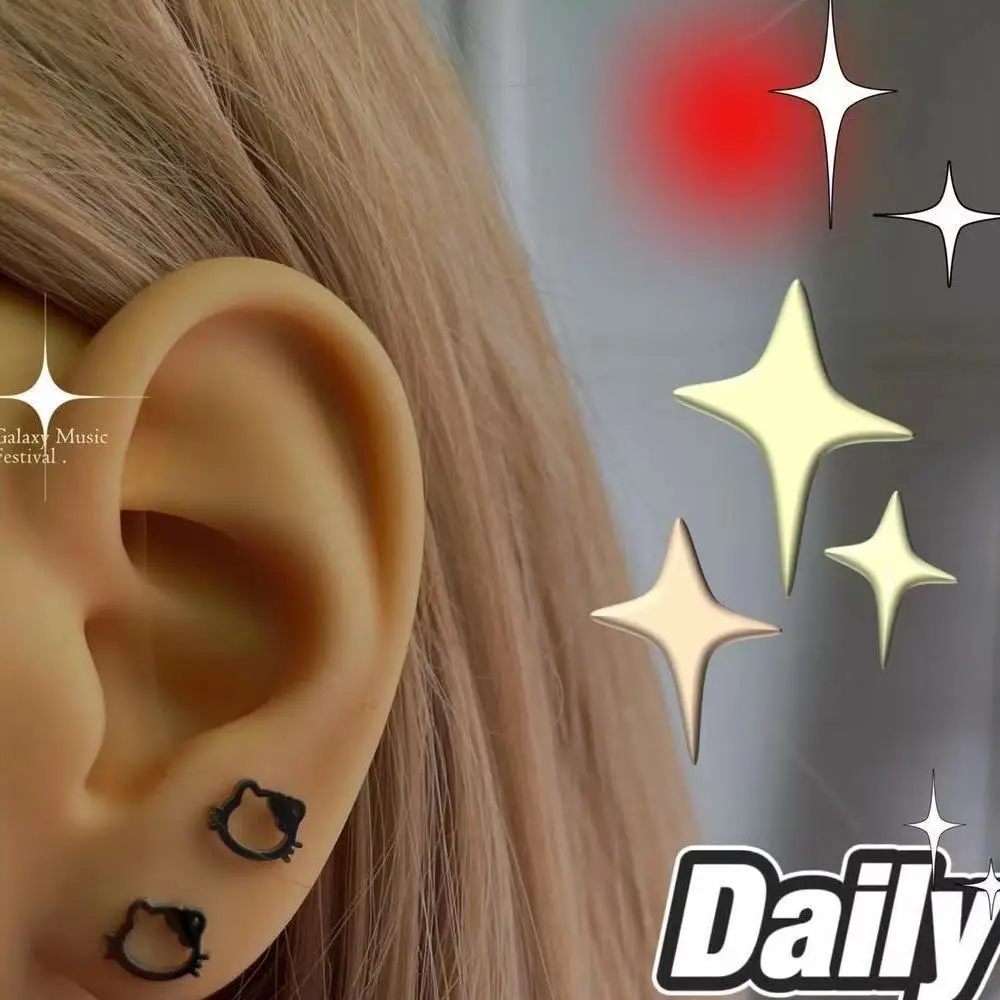 

Hello Kitty Earrings Mini Cute Sweet Cool Simple Cold Compact Wild Non-fading Earrings Cat Earrings