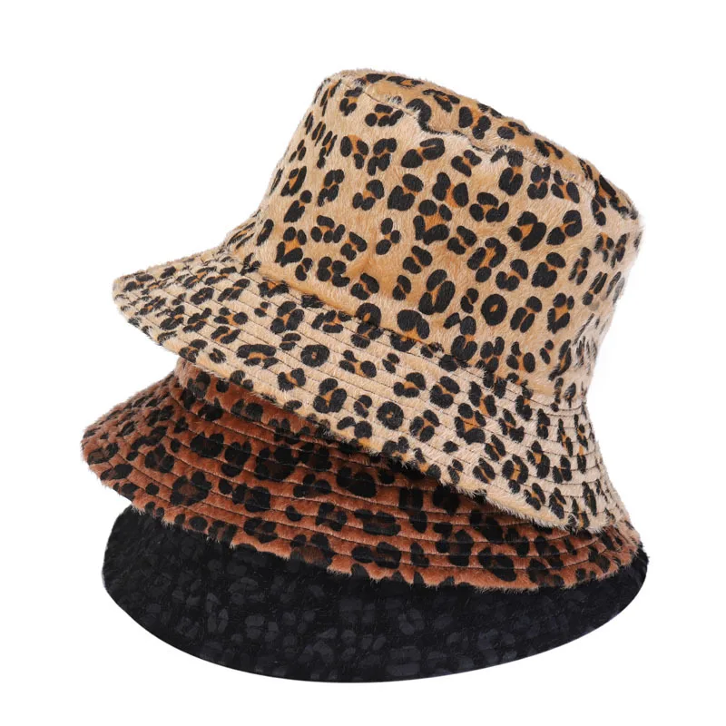 

New Leopard Bucket Hat Fisherman Outdoor Travel Sun Hats Men Women Double Sides Hip Hop Panama Cap Lady Reversible Fishing Caps