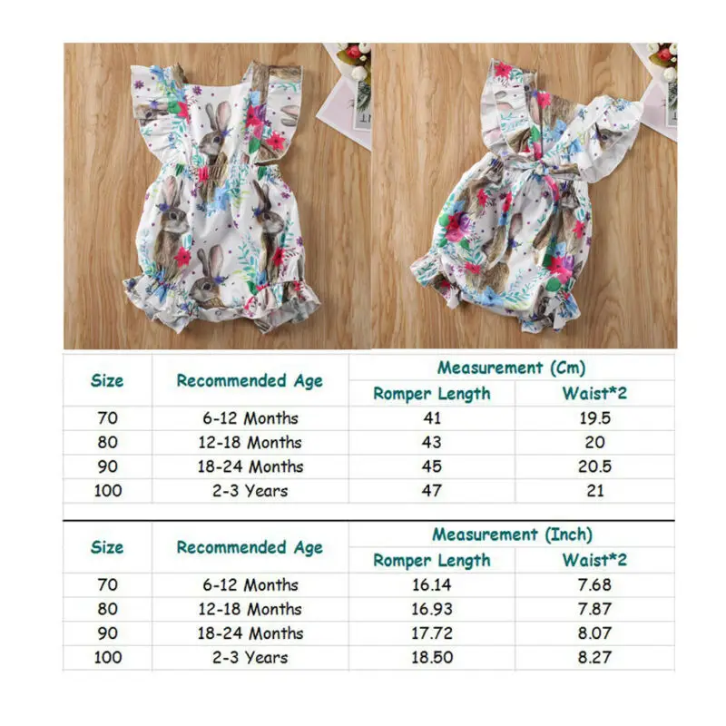 

6M-3T Easter Newborn Baby Girl Bunny Sleeveless Romper Bodysuit Jumpsuit Playsuit Sunsuit Outfit Clothes Summer