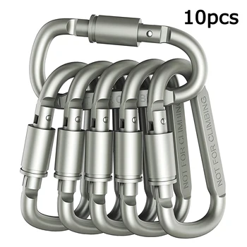 10pcs EDC Backpack Carabiner Keychain Outdoor Camping Hiking Aluminum Alloy D-ring Snap Clip Lock Buckle Hook Climbing Tools 1