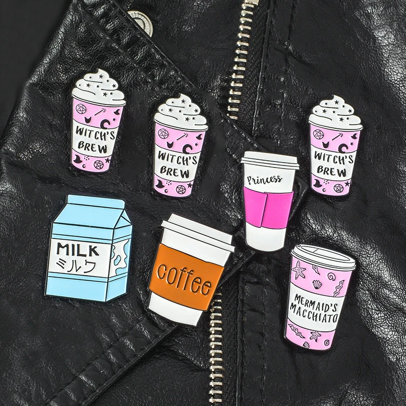 Мультяшная эмалированная булавка иглы молоко мороженое Кофе чашка Милая брошь