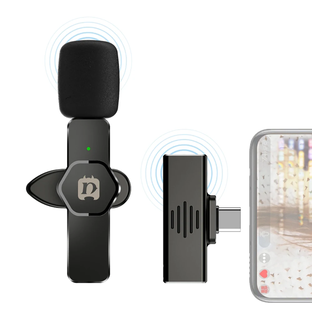 

Portable Wireless Lavalier Microphone Clip-On Lavalier Audio Video Recording One For Two 2.4g Interview Radio Noise Reduction