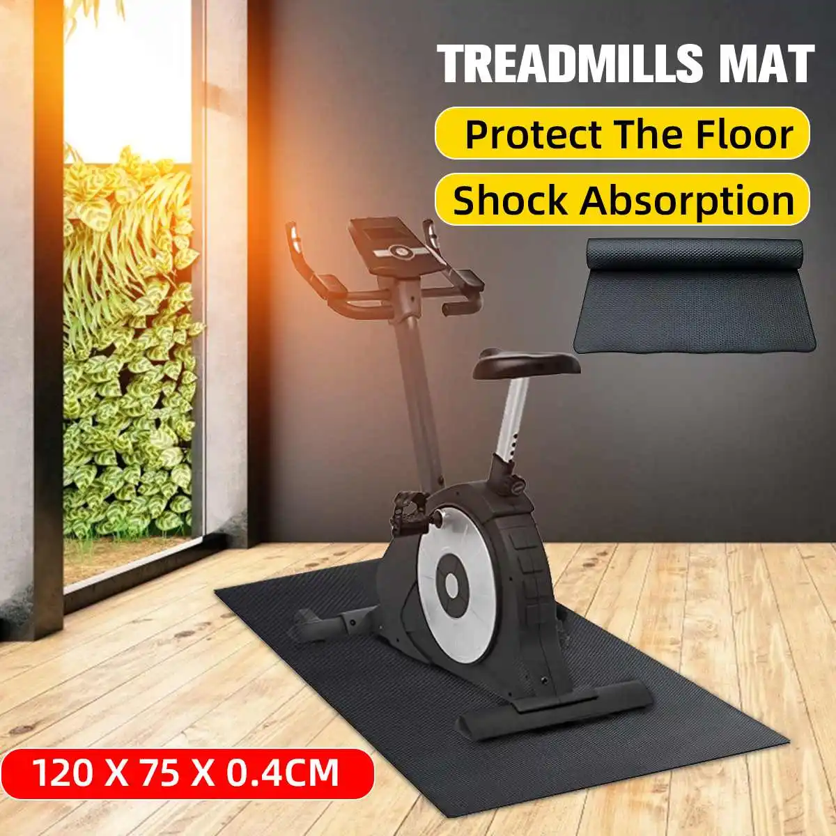 

120x75cm Exercise Bike Mat Gym Fitness Equipment Treadmill Bike Protection Floor Mat Running Machine Shockproof Absorbing Mats