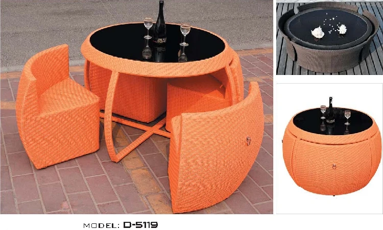 

Outdoor Imitation Rattan Table and Chair Personalized Courtyard Dining Table and Chair Drum Pumpkin Table and Chair
