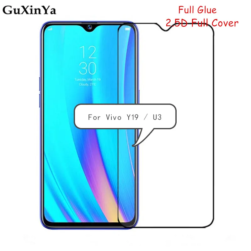 

Screen Protector Glass For Vivo Y19 Full Glue Tempered Glass For Vivo U3 Full Cover Toughened Glass For Vivo Y5S Film 6.53"