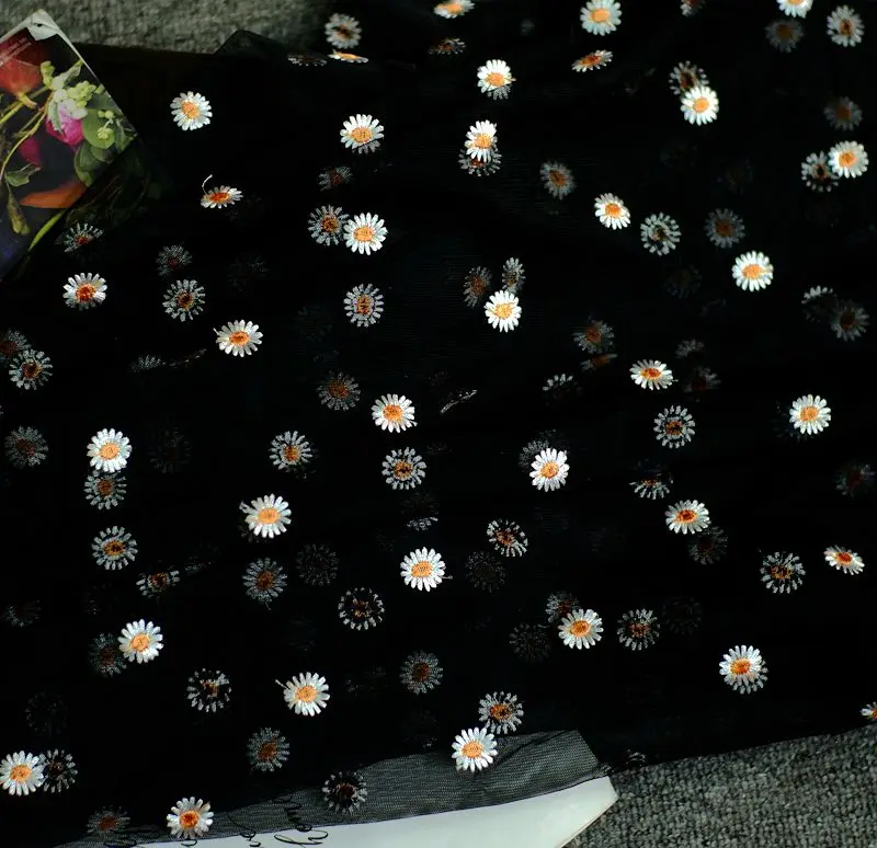 150 см сетчатая ткань с вышивкой и маргаритками занавеска сделай сам для детской