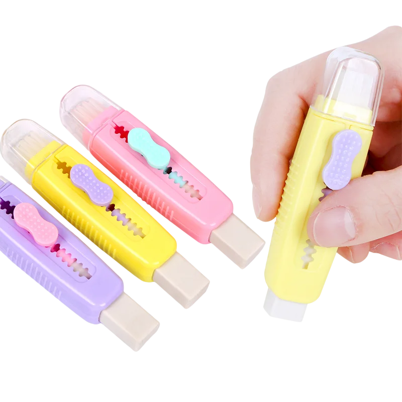 

Creative Push Pull Eraser With Soft Brush Pencil Rubber Kids Drawing Writing Wiping Stationery School Supplies Business